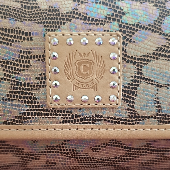 Consuela Tan and Silver Clutch with Animal Print - Picture 2 of 10